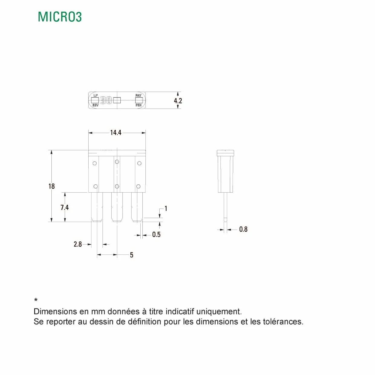 03370-10 | Fusible Micro3 10 A Rouge 12V / 24V / 32V – Image 2